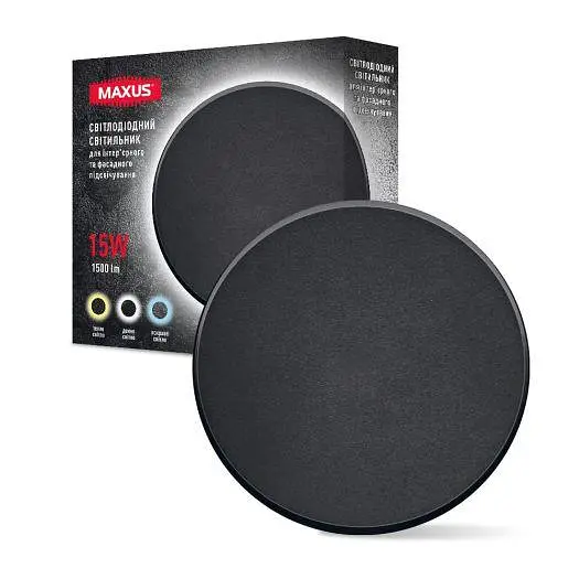 Фасадний світлодіодний світильник MAXUS MWL 15W 3CCT IP65 BL Circle
