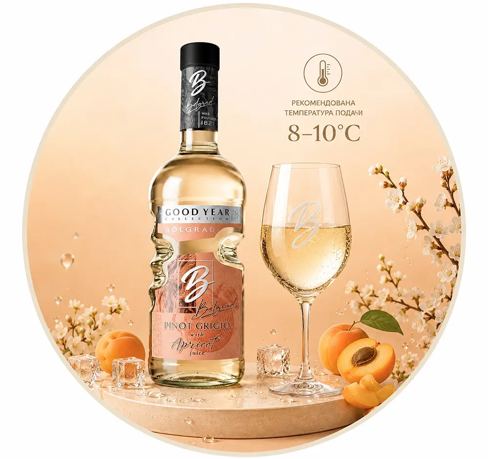 Винний напій Bolgrad Good Year напівсолодкий білий Pinot Grigio with Apricot juice 10% 0.75 л - фото 8
