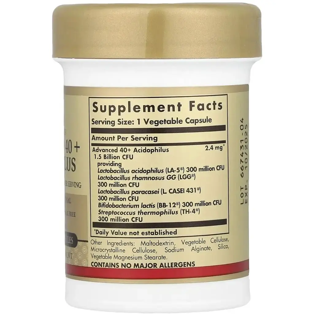 Пробіотики Solgar Advanced 40+ Acidophilus 60 капсул - фото 2