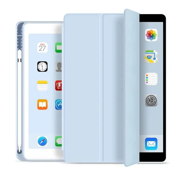 Чехол-книжка BeCover Tri Fold Soft TPU с креплением Apple Pencil для Apple iPad 10.2 2019/2020/2021 Light Blue (706747) - фото 2