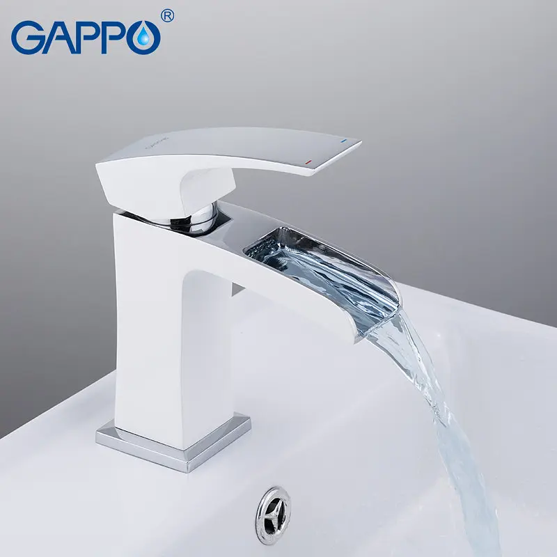 Змішувач для умивальника Gappo G1007-30, білий/хром, Білий - фото 2