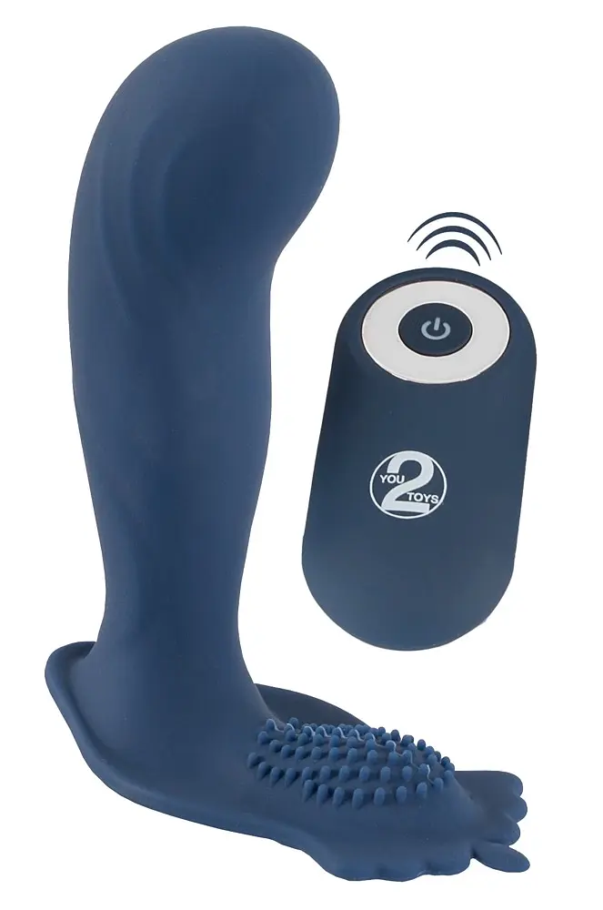 Стимулятор простати You2Toys Vibrating Butt Plug With Nubs, 11.7 см синій - фото 2