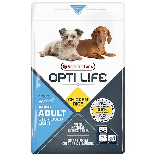 Сухий суперпреміум корм Opti Life Sterilised Light Mini Опті Лайф для стерилізованих собак міні та малих порід, Курка 2.5 кг (311370)