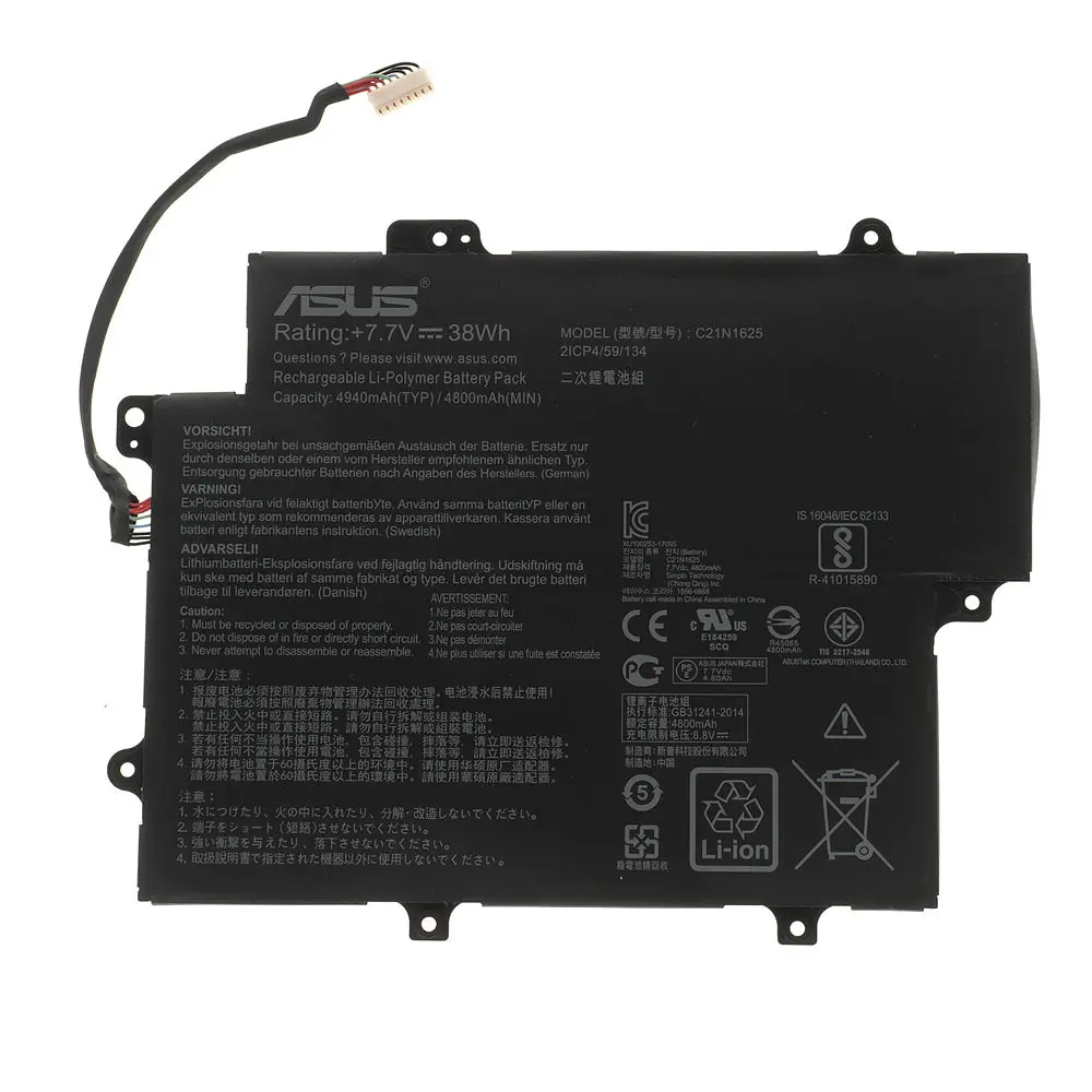 Адаптер для ноутбука Asus C21N1625 (VivoBook Flip TP203 series TP203NAH TP203N) 7.7V 4940mAh 38Wh Черный (0B200-02470000) - фото 2
