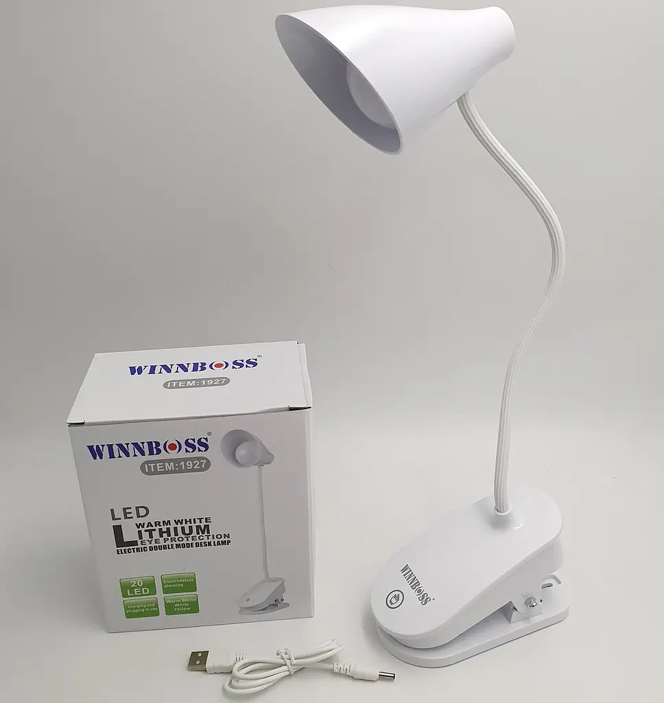 LED-лампа сенсорна світлодіодна настільна на прищіпці акумуляторна (знімний 18650) тепле, нейтральне та холодне світло WinBoss 1927