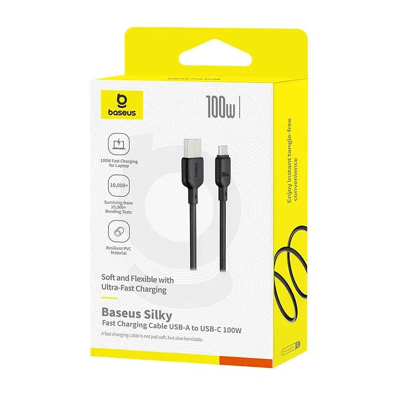 Дата кабель Baseus Silky Series OS Fast Charging USB to Type-C 100W (2m) (P10377703) Cluster Black - фото 5