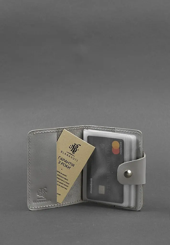 Женский кожаный кард-кейс 7.1 (Книжечка) серый - фото 3
