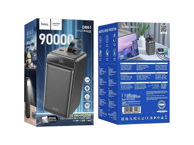 Зовнішній акумулятор (Power Bank) Hoco DB61 Jade 90000mAh 22.5W Black - фото 7