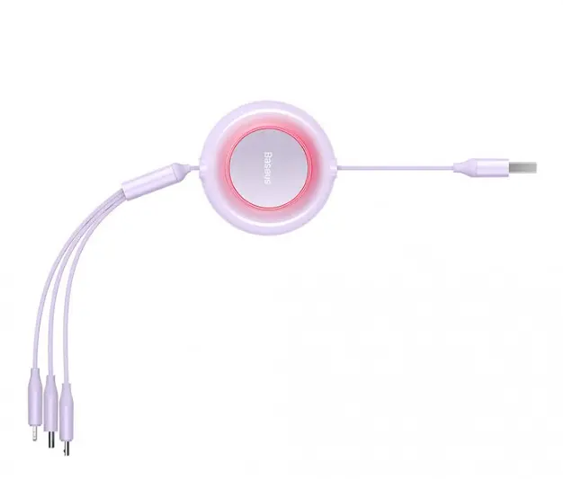 Кабель Baseus Bright Mirror 2 Series 3-in-1 Cable USB to MicroUSB+Lightning+Type-C 3.5A 1.1m CAMJ010005 Purple - фото 3