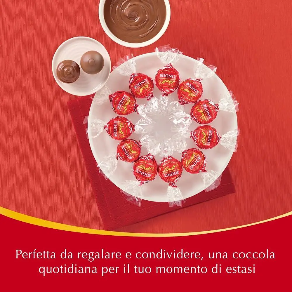 Подарунковий набір шоколадних цукерок Lindt Lindor Maxi Boule Praline di Cioccolato al Latte 44шт 550 г - фото 7