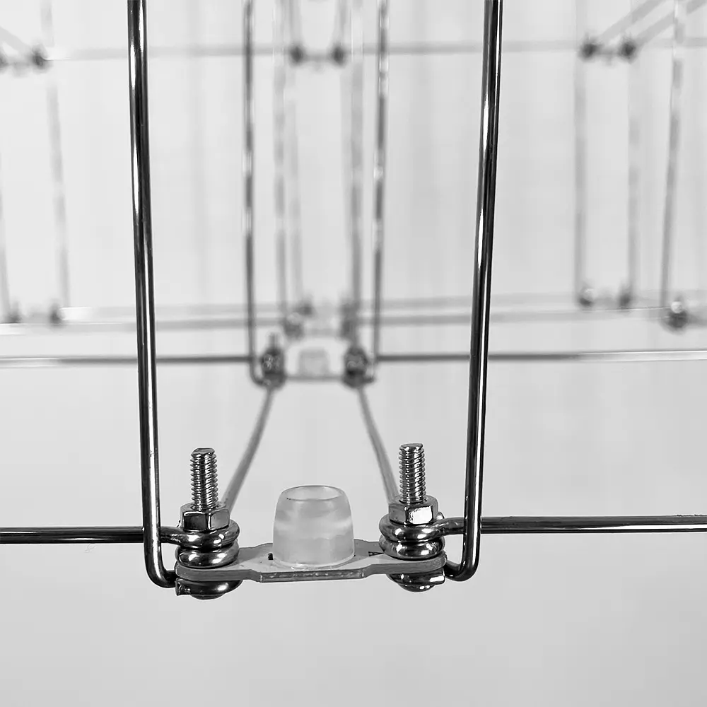 Серебряная геометрическая люстра в форме параллелепипеда 120*60*60 см | Ст. MJ 199-1200*600*600 CH | Line F - фото 6