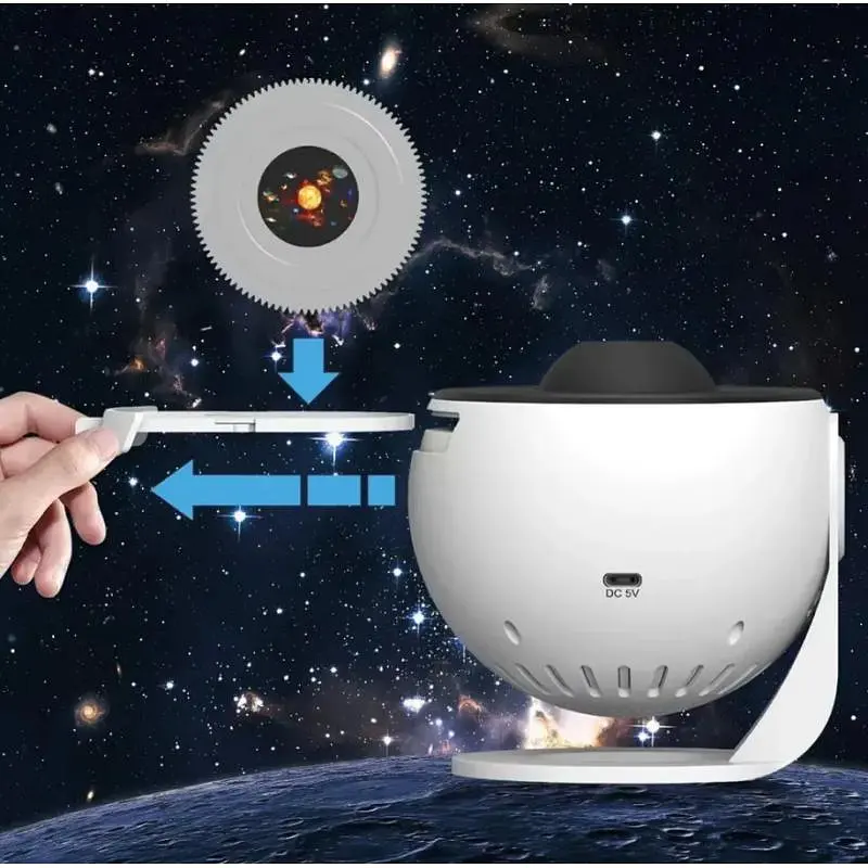 Дитячий нічник проектор зоряного неба + 12 картриджів Galaxy Projector мережевий світильник нічний для дітей спальні з проекцією планетарій для спальні нічник зоряне небо дитячий Білий - фото 10