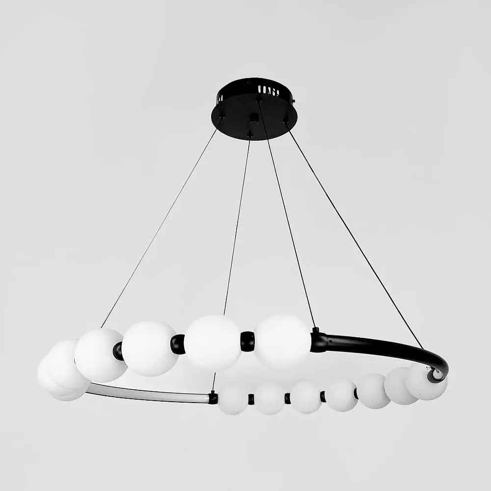 Черная люстра Nordic Pearl с плафонами жемчужинами Ø 80 см | Line F | Ст. SG33-800 BK - фото 4
