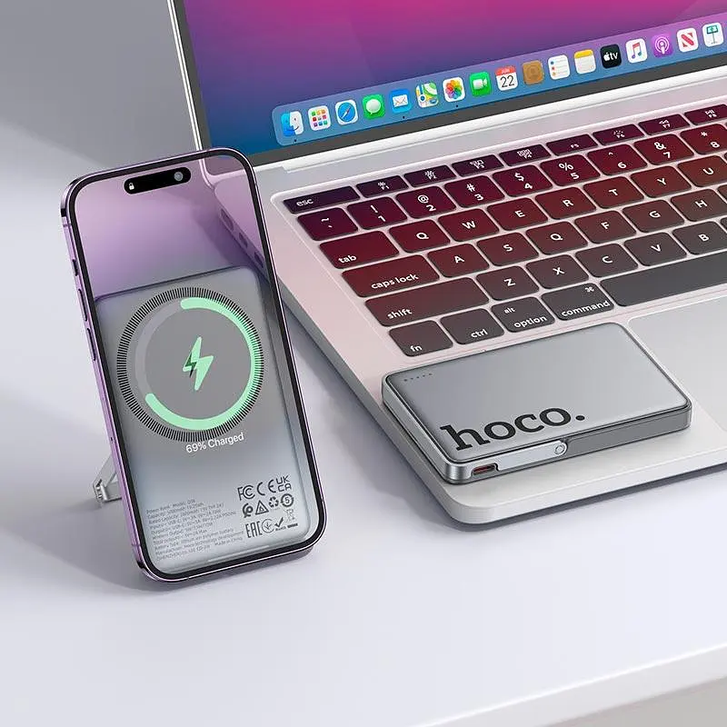 Портативне зарядне - магнітний павер банк Hoco Q36 Sunlight magnetic suction + holder PD 20W 5000 mAh - фото 8