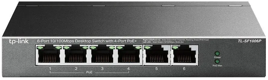 Коммутатор TL-SF1006P 6x1FE (4xPoE), 67Вт, Неуправляемый TP-Link teh0018152 - фото 2
