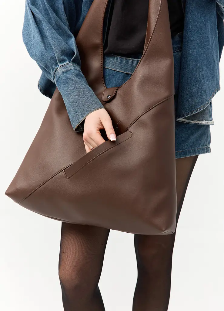 Жіноча сумка Sambag HOBO M шоколадна 35 х 40 х 8 см (53200020) - фото 3