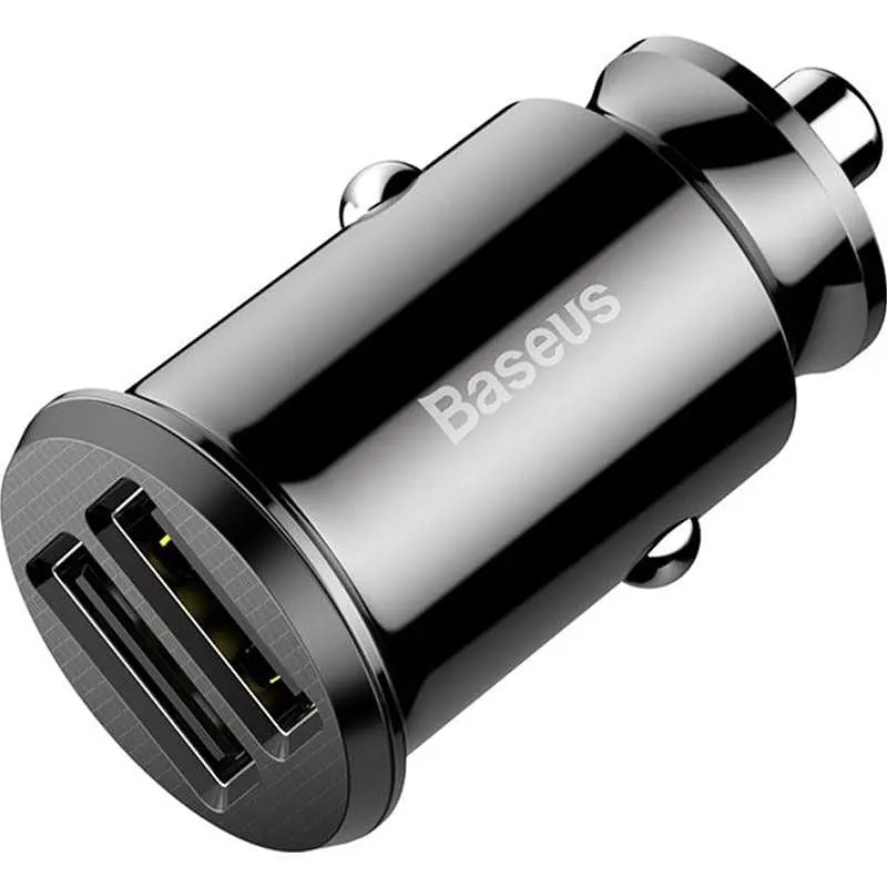 Автомобильное зарядное устройство Baseus Grain Metal 3.1A/2USB Black - фото 2