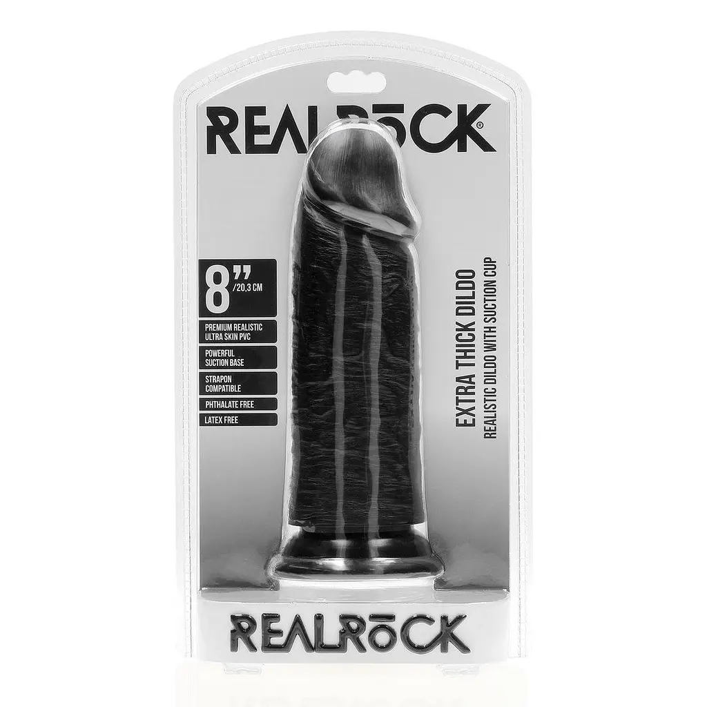 Фалоімітатор RealRock Extra Thick 8", 20.3 см (чорний) - фото 6