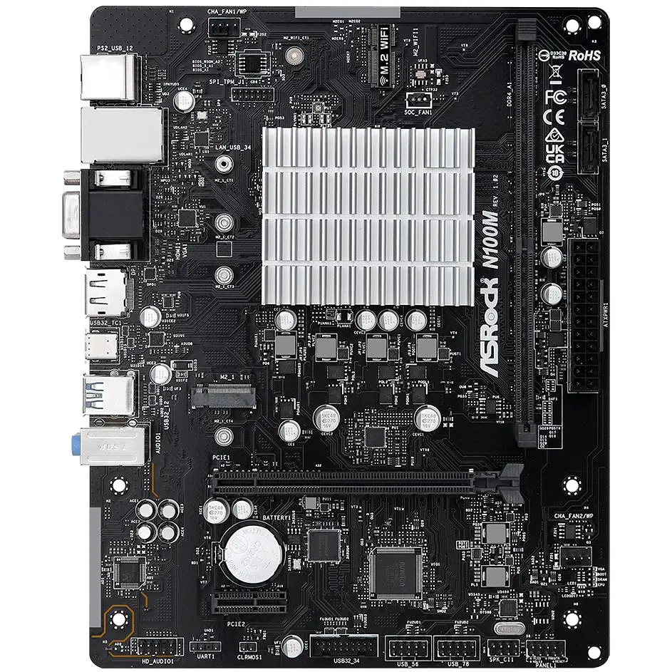 Материнська плата ASRock N100M (Quad-Core N100 3.4GHz, mATX)