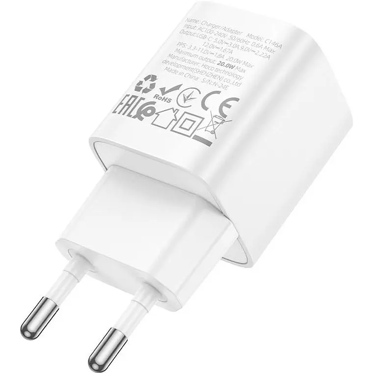 Мережевий зарядний пристрій Hoco C146A Charm PD20W White (6942007630245) [173053] - фото 6
