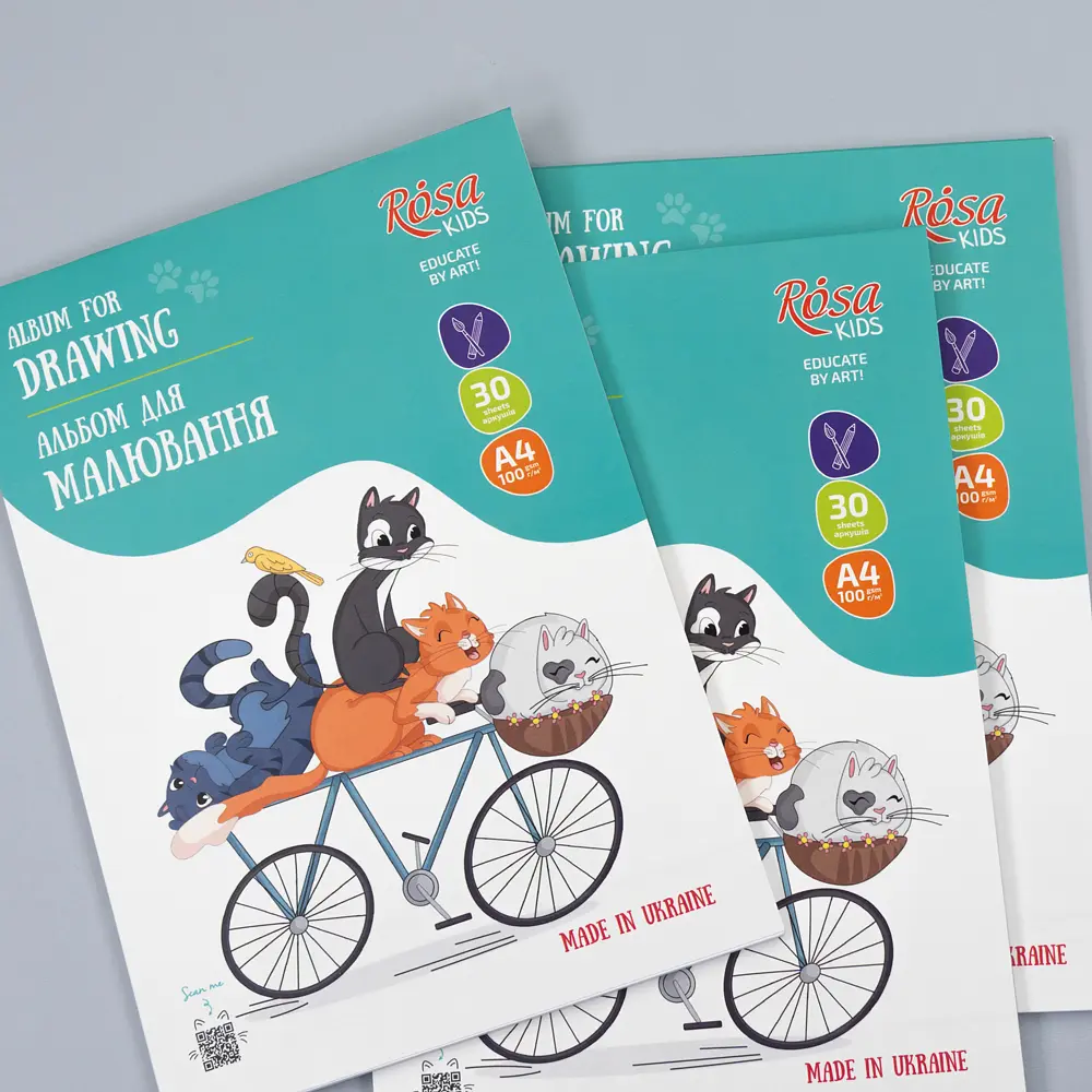 Альбом-склейка для малювання Cats on a Вicycle А4 100г/м2 30л ROSA Kids - фото 4