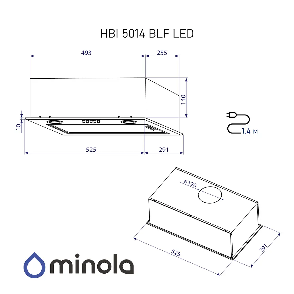 Витяжка повновбудована Minola HBI 5014 BLF LED - фото 10