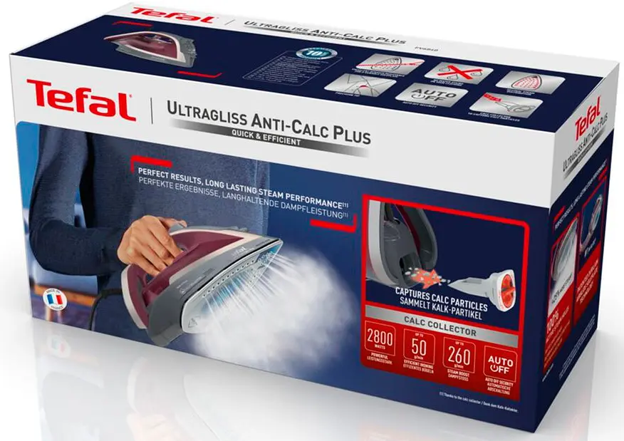 Праска Tefal Ultragliss Plus FV6840E0 з подачею пари сірий з бордовим (FV6840E0) - фото 6