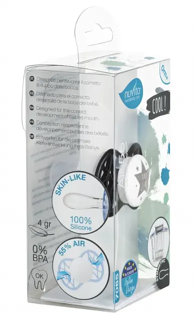 Силиконовая симметричная пустышка Nuvita Air55 Cool Baby Star, 0+ мес., черный (NV7065IB) - фото 3