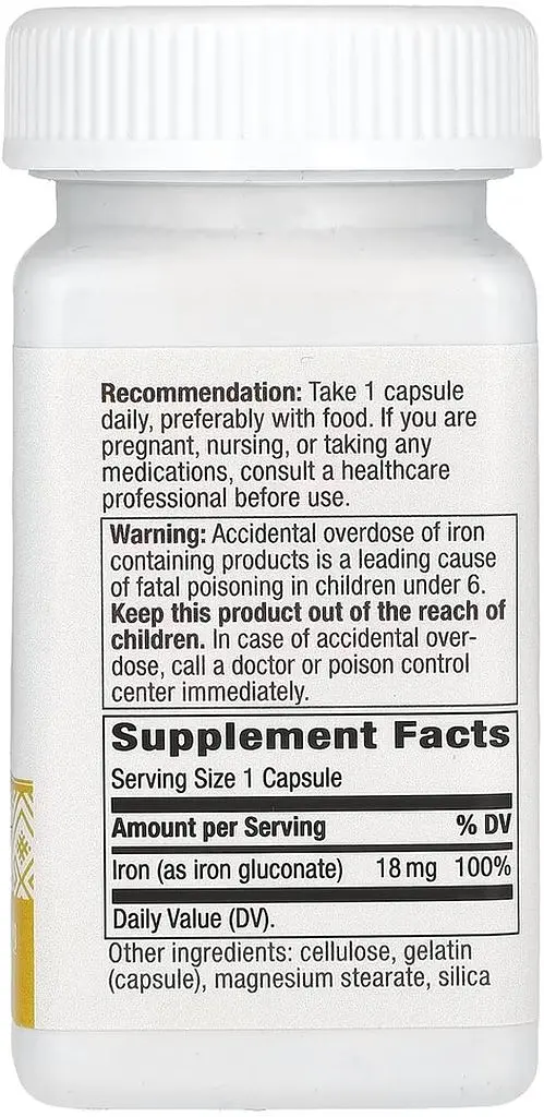 Железо Nature's Way Iron 18 mg, 100 капсул для поддержки уровня гемоглобина - фото 2