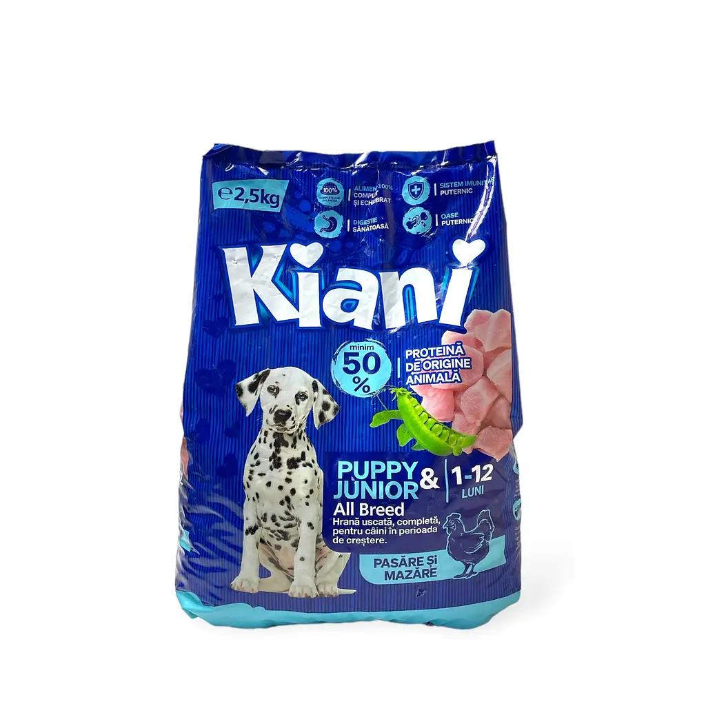 Сухий корм для цуценят Kiani Puppy Junior 2,5 кг зі смаком курки і зеленого горошку