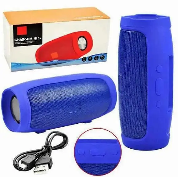 Портативная Bluetooth колонка Сharge mini 3+ аккумуляторная переносная блютуз с влагозащитой бумбокс Синяя - фото 4