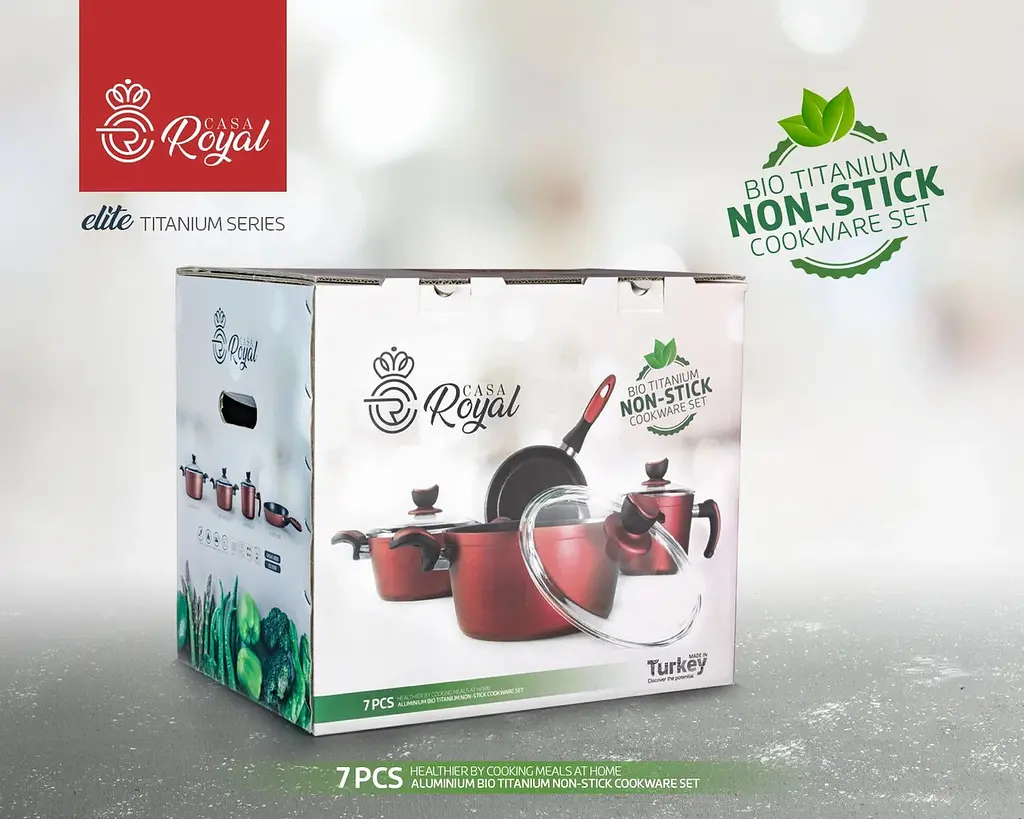 Набір посуду Casa Royal T-UKR 20300 "Bio Titanium" Red 7 предметів - фото 7