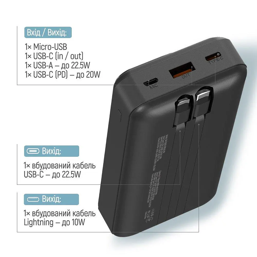 Універсальна мобільна батарея ColorWay Optimal Power 20000mAh Чорний (CW-PB200LPB5BK-PDD) - фото 6