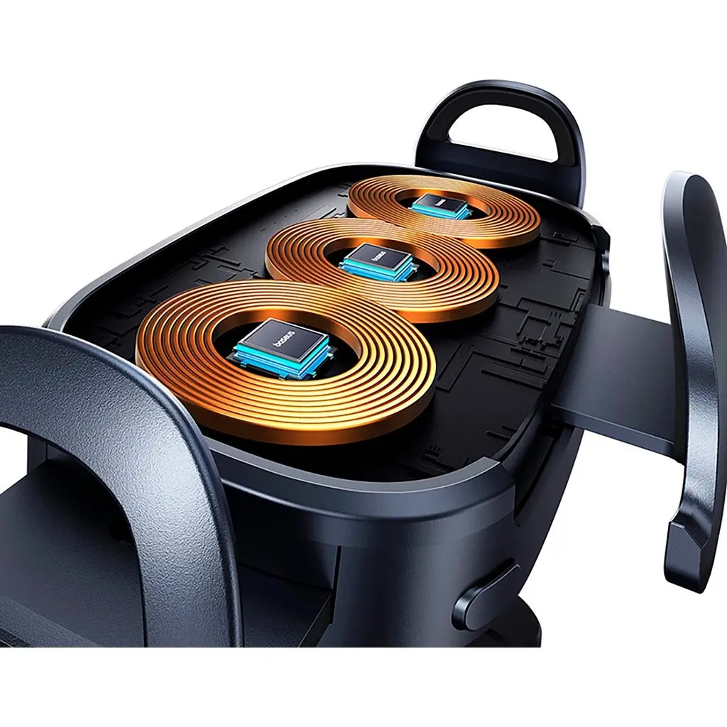 Автотримач із бездротовою зарядкою Baseus LightChaser Series Triple-Coil 15W Black (C40355901111-00) [124906] - фото 5