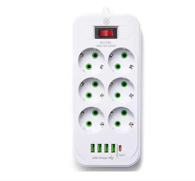 Мережевий подовжувач-фільтр PNS-03/D6 білий 3 м з LED-індикатором, 4 USB і PD Type-C - фото 3