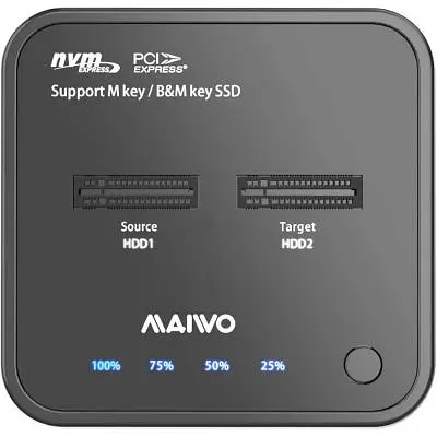 Док-станція для накопичувачів Maiwo 2 x NVMe M.2 SSD Key M/B+M USB 3.1 Gen2 Type-C (K3016P) - фото 2