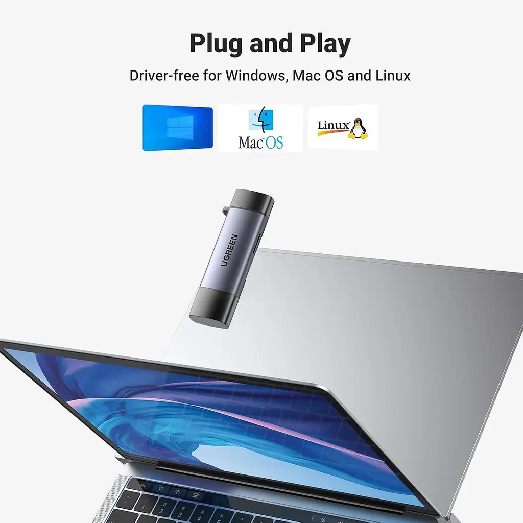 Картрідер UGREEN USB 3.0 + USB-C для карт SD та microSD - фото 2