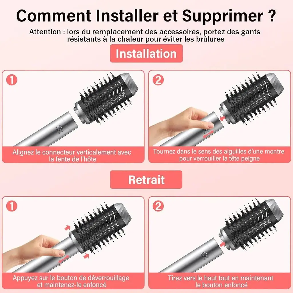 Повітряна щітка Onftrym Air Styler 6 в 1 з феном, щітка для повітродувки потужністю 1000 Вт із 3 регульованими температурами - фото 7