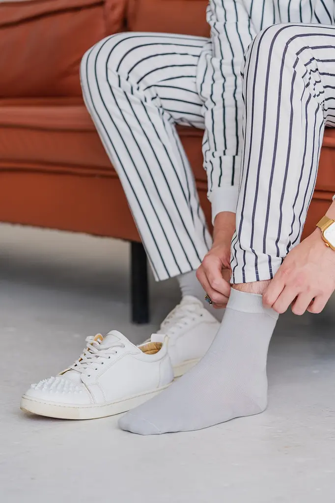 Носки мужские однотонные классические высокие бесшовные качественные ORGANIC cotton JILL ANTONY Серый, 42-43 - фото 4