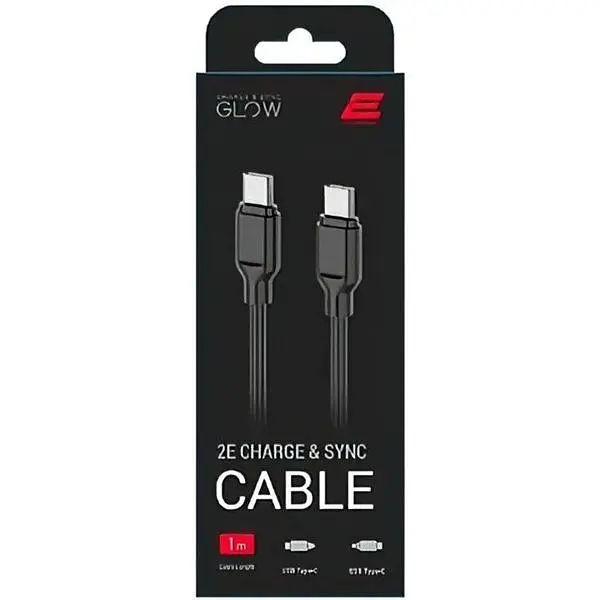 Кабель 2E USB-C - USB-C Glow 60W 1m Black - фото 2
