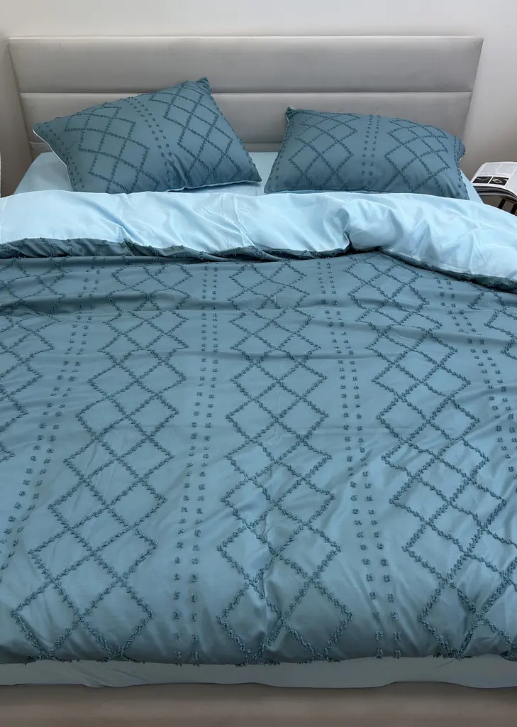 Комплект постільної білизни Ecotton Jaquard двоспальний Євро 210х215 бірюзовий (24557) - фото 3