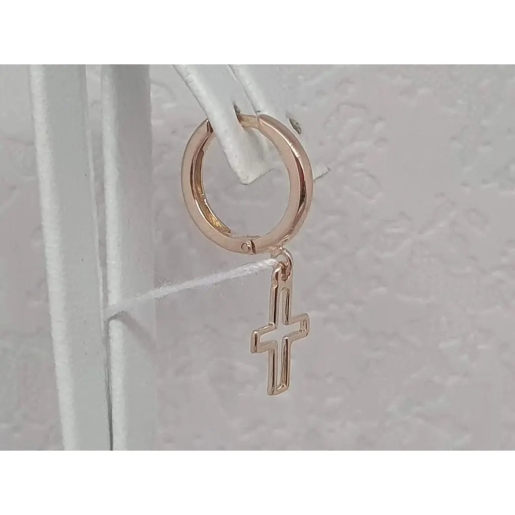 Золотая моносерьга KievGold Крестик. 2/1074/0 - фото 2