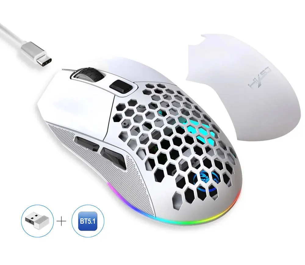 Миша бездротова HXSJ Т28 з акумулятором та RGB підсвічуванням 2,4G+Bluetooth White - фото 2
