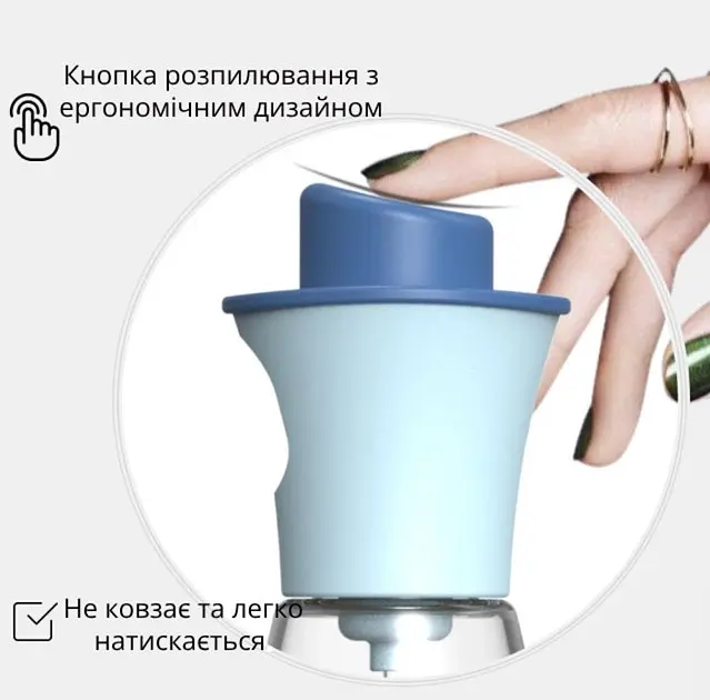 Розпилювач диспенсер пляшка спрей для олії, оцту, соусів, 180 мл скляний, Kitchen Master Блакитний 85582 - фото 3