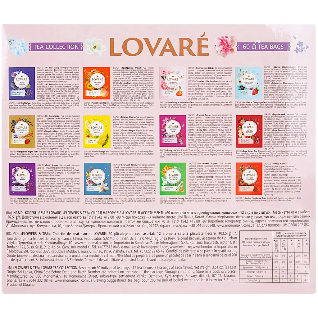 Набір чай чорний Lovare Портфельчик 12 видів 60 шт. х 2 г (659005) - фото 4