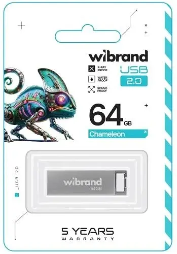 Флеш-накопичувач USB 64Gb Chameleon, Silver, USB 2.0 (WI2.0/CH64U6S) Wibrand teh0029141 - фото 2
