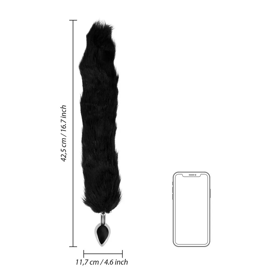 Анальна пробка Ouch! Fox Tail, 42.5 см (чорний) - фото 4