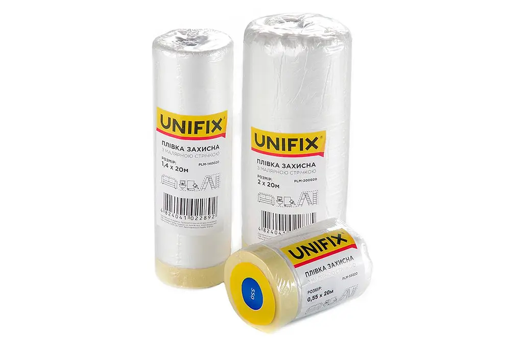 Плівка захисна з малярною стрічкою будівельна Unifix 0.55 х 20 м - фото 2