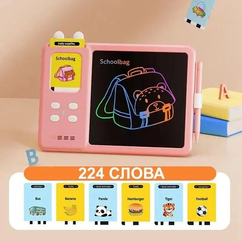 Планшет для малювання з обучающими карточками S5 Pink - фото 2