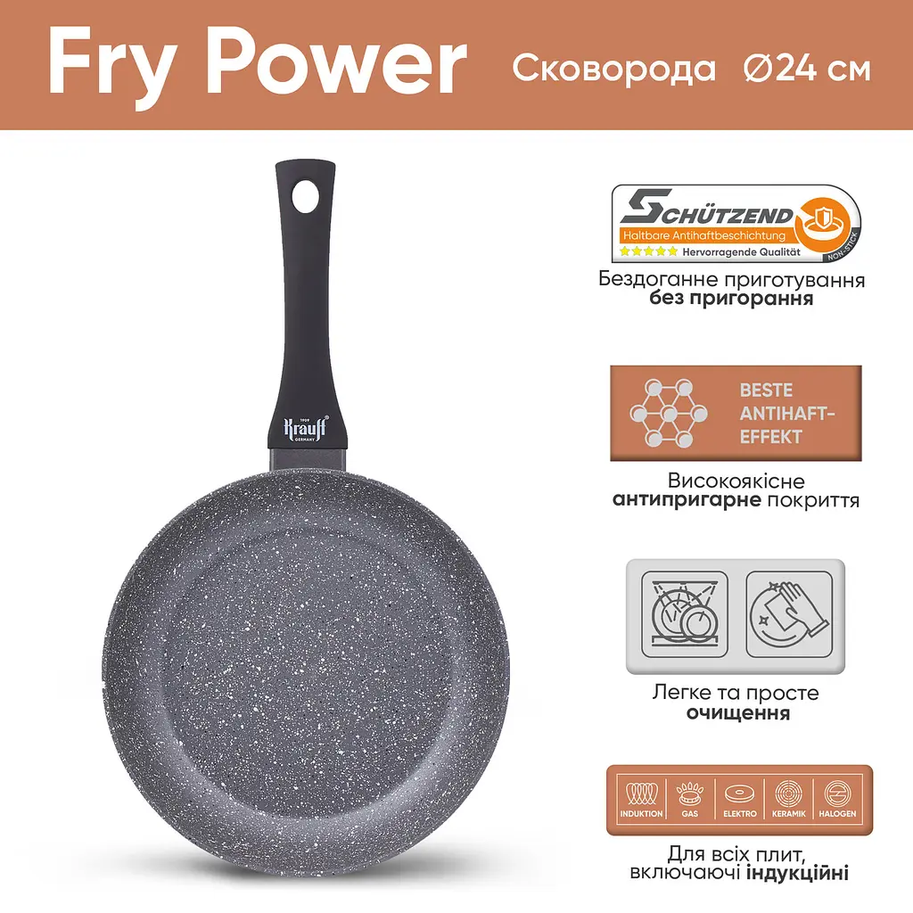 Сковорода Fry Power Krauff 24 см + Кришка Glasern - фото 5